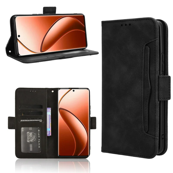 Cu clapetă pentru Realme 12 Pro 5G / 12 Pro+ 5G, Card Slot, negru