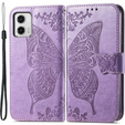 Cu clapetă pentru Motorola Moto G73 5G, Butterfly, violet