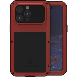 Love Mei Huse pentru iPhone 15 Pro Max, armored with glass, roșu