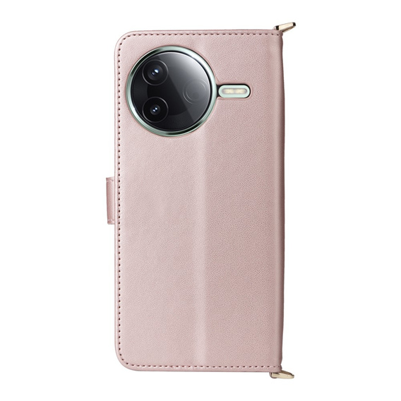 Carcasă cu clapetă pentru Xiaomi Poco F7 Ultra, Crossbody Leather Wallet, roz
