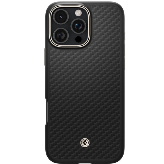 Carcasa Spigen pentru iPhone 16 Pro Max, Enzo Aramid MagSafe, carbon negru + 9H Tempered Glass