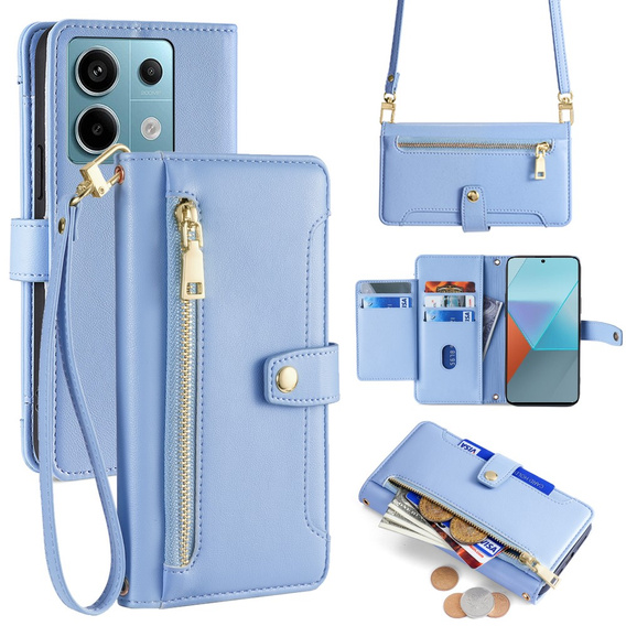 Cu clapetă pentru Xiaomi Redmi Note 13 Pro 5G, Wallet Zipper Pocket, albastru