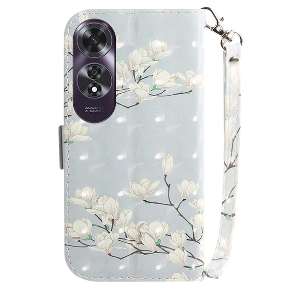 Cu clapetă pentru Oppo A60, Wallet, Magnolia Flowers gri