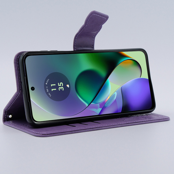 Cu clapetă pentru Motorola Moto G54 5G, Butterfly, violet