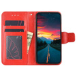 Cu clapetă pentru TCL 305i, PU Leather Wallet Case, roșu