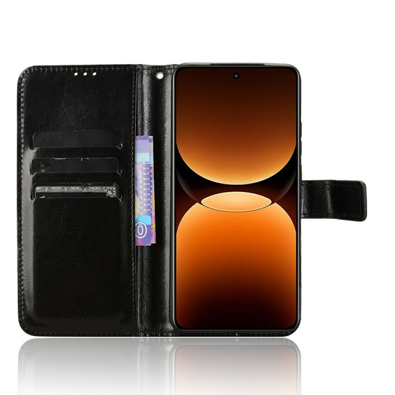 Cu clapetă pentru Realme GT 7 Pro, Crazy Horse Wallet, negru