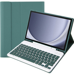 Carcasă + tastatură Samsung Galaxy Tab A9+, Leather Pen Slot, verde închis