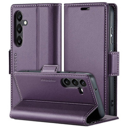 Husă pentru Samsung Galaxy A55, ERBORD Glossy Litchi, portofel cu clapetă, violet