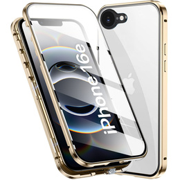 Husa pentru iPhone 16E, Magnetic Dual Glass, de aur