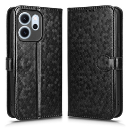 Husă cu clapetă pentru Oppo Reno 14F, Wallet Rhombus, negru