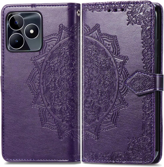 Cu clapetă pentru Realme Note 50, Mandala, violet