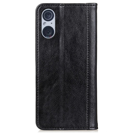 Huse pentru Sony Xperia 5 V, Wallet Litchi Leather, negru