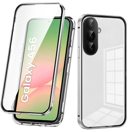Husa pentru Samsung Galaxy A56, Magnetic Dual Glass, de argint