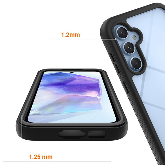 Carcasă pentru Samsung Galaxy A55 5G, Shockproof, cu folie, negru