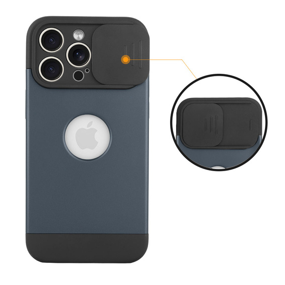 Huse pentru iPhone 15 Pro Max, ERBORD MagProtect Slide Camera, albastru titan