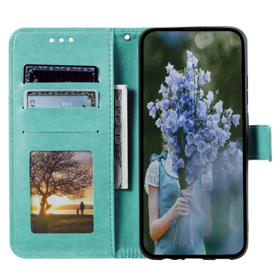 Cu clapetă pentru Samsung Galaxy A14 4G/5G, Mandala, verde