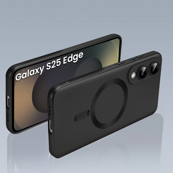 Carcasă pentru Samsung Galaxy S25 Edge, ColorMag, pentru MagSafe, negru + sticlă călită 9H
