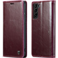 Carcasă flip CASEME pentru Samsung Galaxy S21, Waxy Textured, roșu