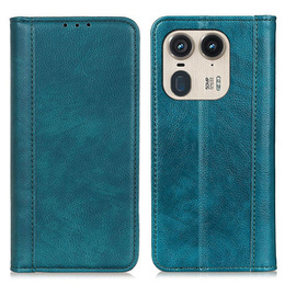 Husa cu clapetă pentru Motorola Edge 50 Ultra, Split Leather, verde