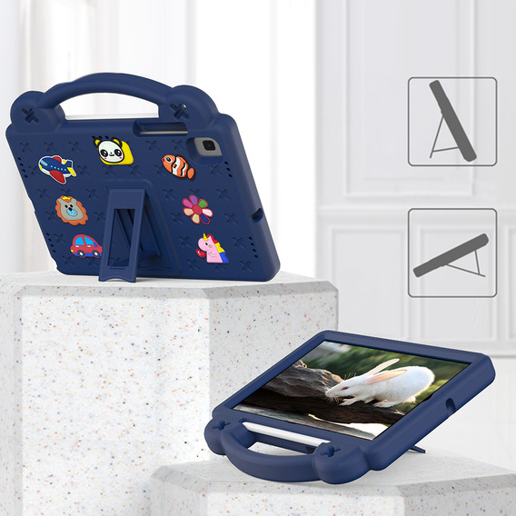 Husă pentru copii pentru Samsung Galaxy Tab S6 Lite 10.4 2020/2022 / Tab A7 2020 T500 / T505 / Tab S6 T860/T865, Cute Patterns, cu suport, albastru închis