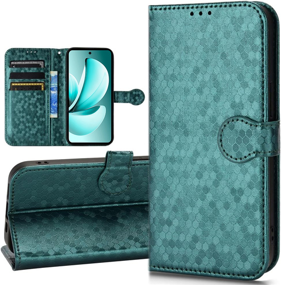 Husa cu clapetă pentru Realme C71, Wallet Rhombus, verde