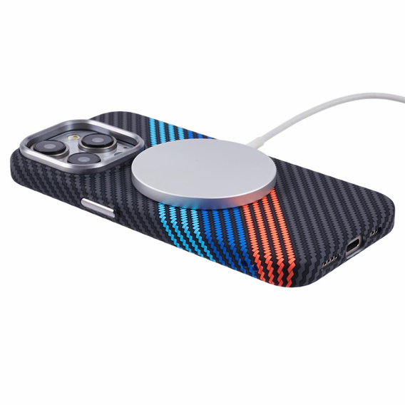 Carcasa pentru iPhone 14 Pro, Carbon Fiber MagSafe, albastru închis