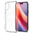 Carcasă MagSafe Spigen pentru iPhone 16 Plus, Ultra Hybrid, transparent / alb + 9H Tempered Glass