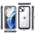 Carcasă pentru iPhone 15 Plus, blindată Full Protect 360° pentru MagSafe, sticlă pentru ecran, negru