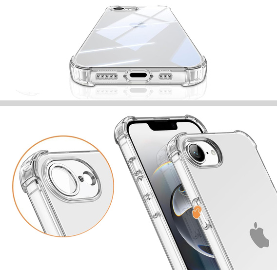 Carcasă pentru iPhone 16E, Erbord Dropproof, transparentă + Sticlă