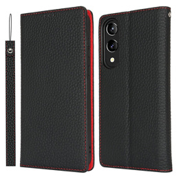 Cu clapetă pentru Samsung Galaxy S25 Edge, Litchi Skin Grain, negru