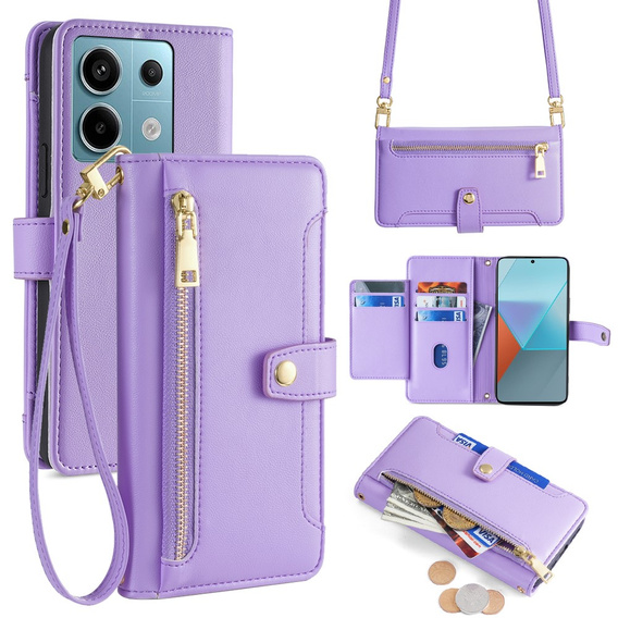 Cu clapetă pentru Xiaomi Redmi Note 13 Pro 5G, Wallet Zipper Pocket, violet