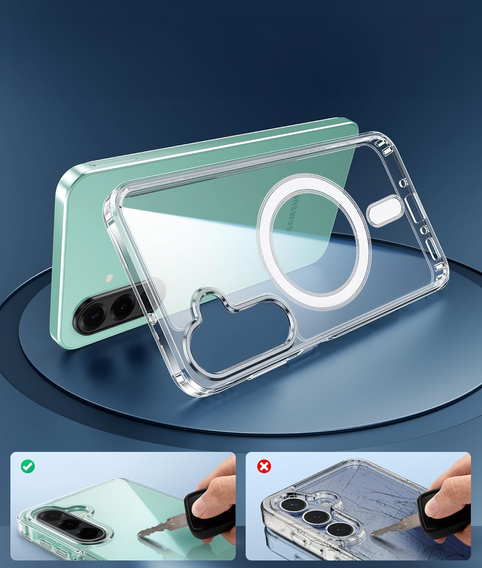 Carcasa pentru Samsung Galaxy A56 5G, Dropproof MagSafe, transparentă + sticlă temperată 9H