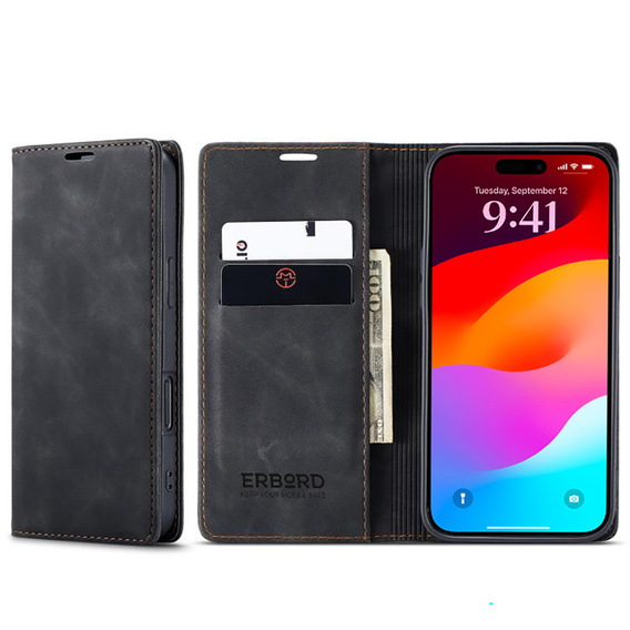 ERBORD Carcasă portofel vintage cu clapetă pentru iPhone 17 Pro Max