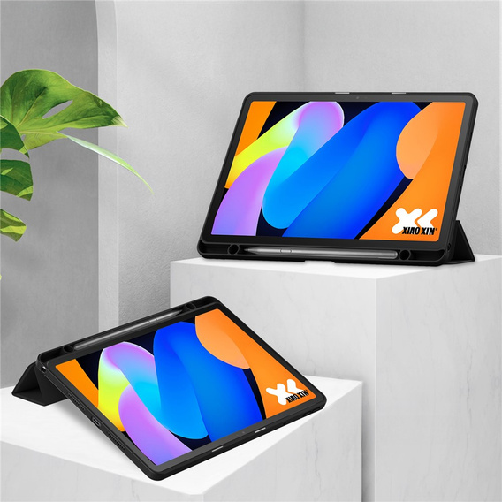 Husă pentru Lenovo Idea Tab 11" / Tab K11 11" (2 gen.), cu spate transparent și suport pentru stylus, negru