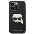Karl Lagerfeld Huse pentru iPhone 14 Pro Max, Saffiano Karl's Head Patch, negru
