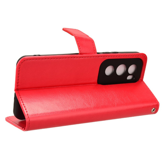 Cu clapetă pentru Oppo Reno 12, Crazy Horse Wallet, roșu