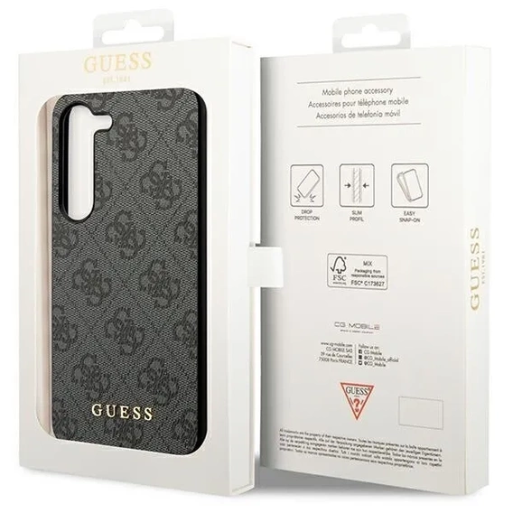 GUESS Huse pentru Samsung Galaxy S24+ Plus, 4G Metal Gold Logo, gri