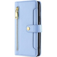 Cu clapetă pentru Samsung Galaxy S23, Wallet Zipper Pocket, albastru