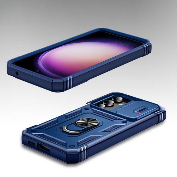 Husă blindată pentru Samsung Galaxy S23 FE, CamShield Slide, albastru