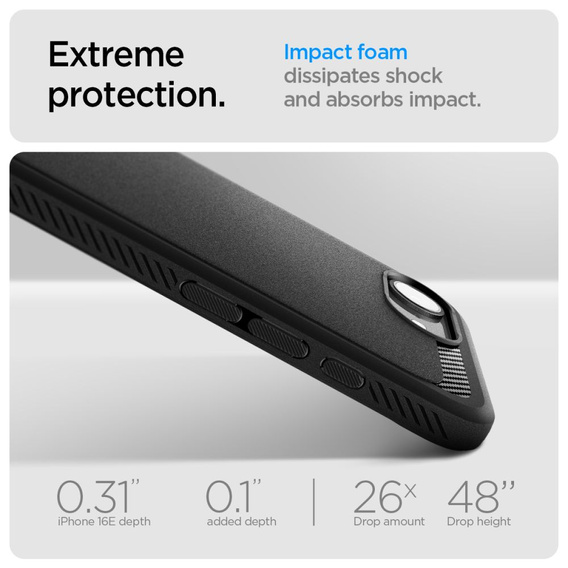 Carcasa Spigen pentru iPhone 16E, Rugged Armor MagSafe, negru + Tempered Glass 9H