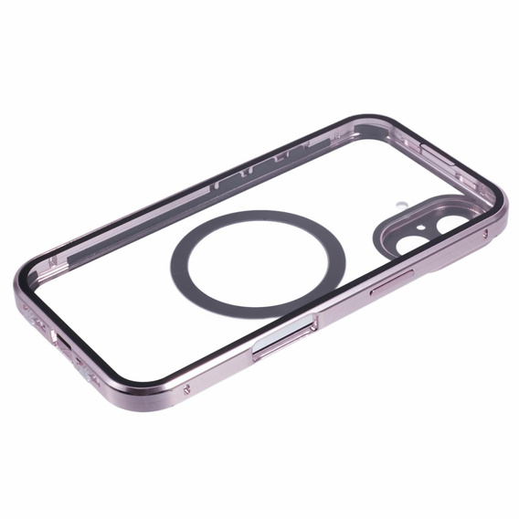 Carcasa Magnetic Dual Glass MagSafe pentru iPhone 16, roz rose gold