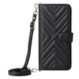 Carcasă cu clapetă pentru Realme 14 Pro+ 5G, Crossbody Leather Wallet, negru
