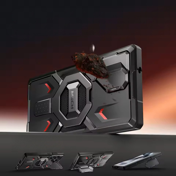 Husă pentru Samsung Galaxy S25 Ultra, seria Tongate MECH MagSafe, negru + sticlă temperată 9H