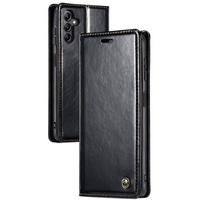 Carcasă flip CASEME pentru Samsung Galaxy A14 5G, Waxy Textured, negru