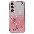 Husă pentru Samsung Galaxy A05s 4G, Glitter Flower, roz rose gold