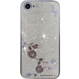 Husă pentru iPhone SE 2022 / SE 2020 / 8 / 7, Glitter Flower, albastru