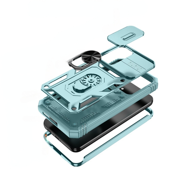 Husă blindată pentru Samsung Galaxy S23 FE, CamShield Slide, verde