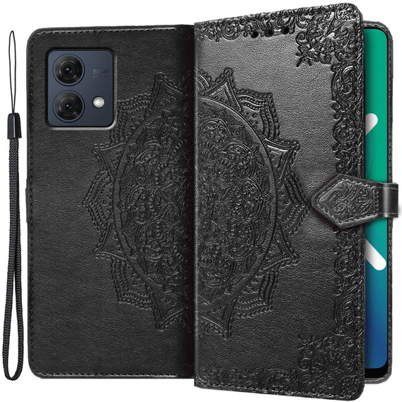 Cu clapetă pentru Motorola Moto G84, Mandala, negru