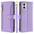 Cu clapetă pentru Motorola Moto G73 5G, Wallet Zipper Pocket, violet