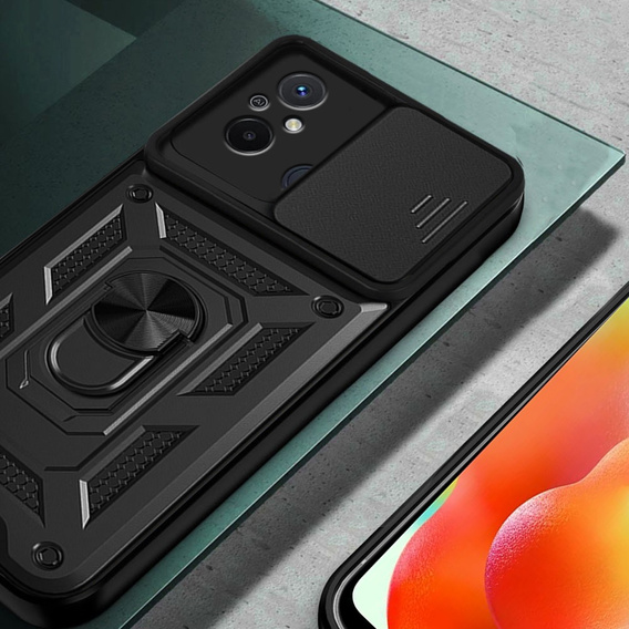 Husă blindată pentru Xiaomi Redmi 12C, CamShield Slide, negru